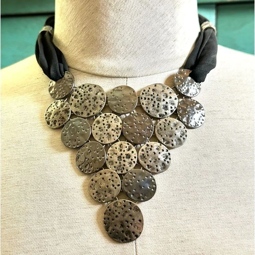 Silver tone statement necklace